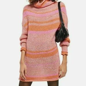 Free People Womens Pink Striped Long Sleeve Tunic Sweater size xs